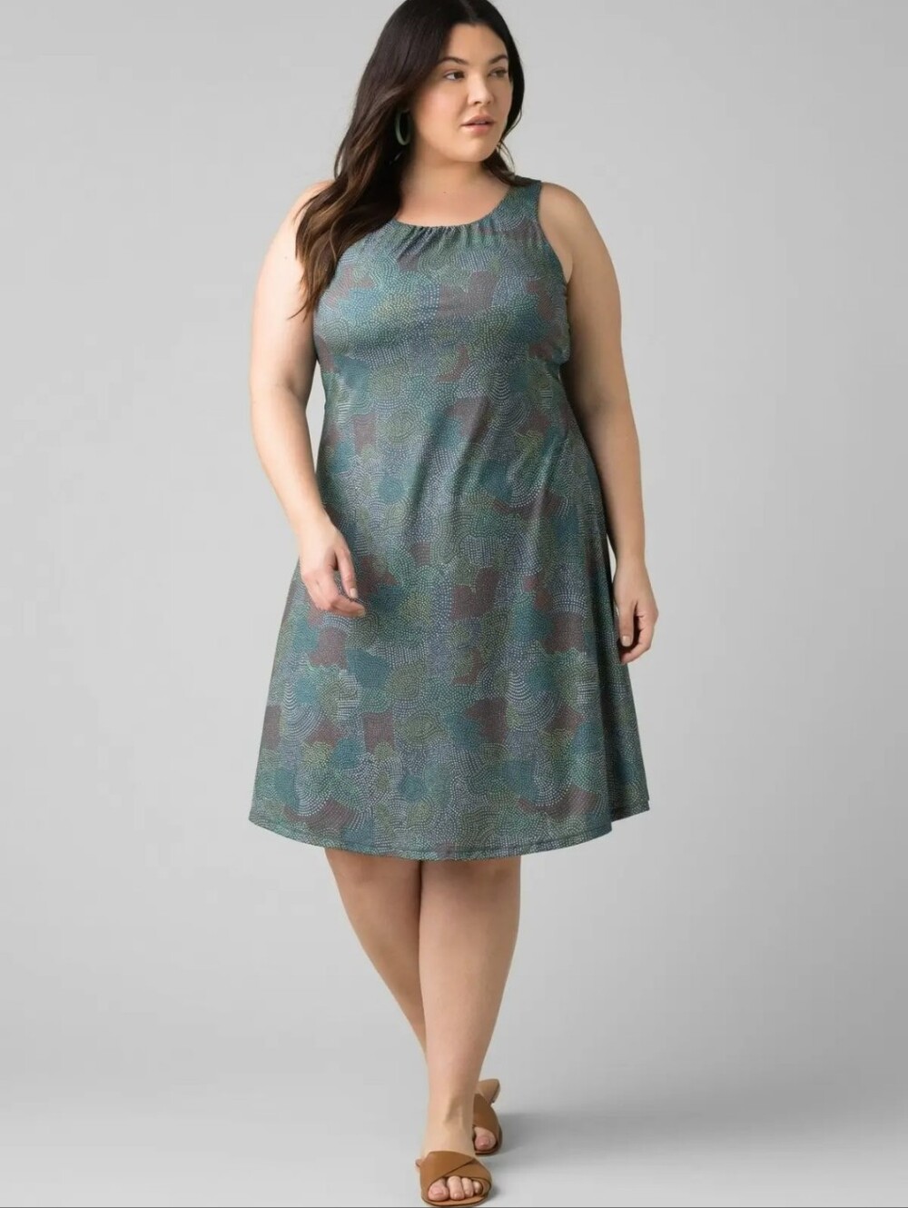 Prana NEW Plus Size 1x: SKYPATH Dress Chalkboard Dotty Pattern